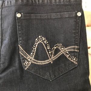 Low waist boot cut dark jeans
